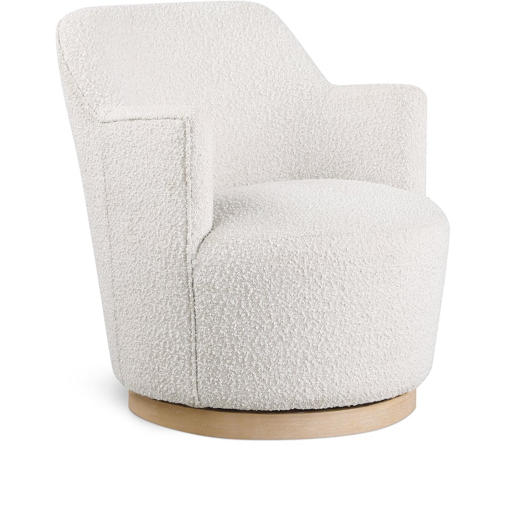 Clarita Cream Boucle Fabric Swivel Accent Chair. Picture 1