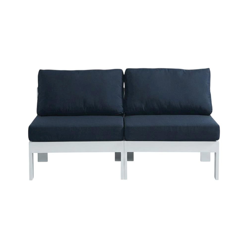 Navy Fabric Outdoor Modular Sofa With Contemporary Style And Cushioned Comfort. Picture 4