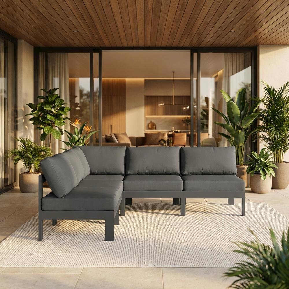 Gray Fabric Outdoor Patio Modular Sectional With Contemporary Style. Picture 2
