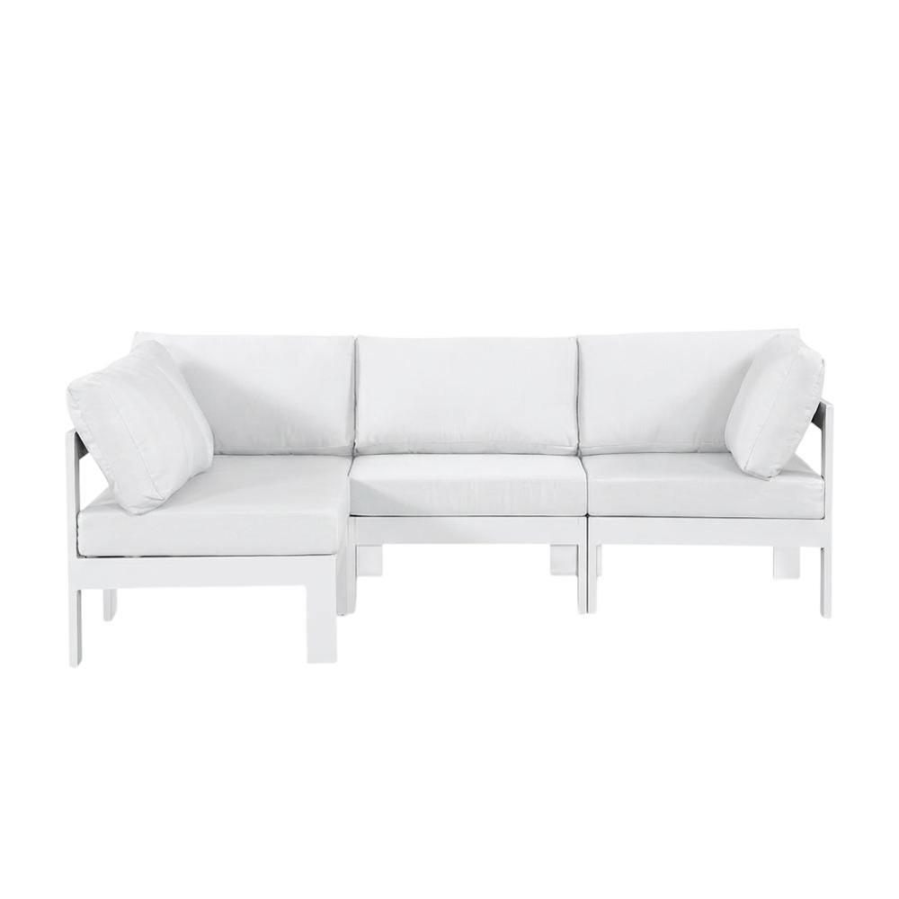 White Fabric Outdoor Patio Modular Sectional With Contemporary Design. Picture 4