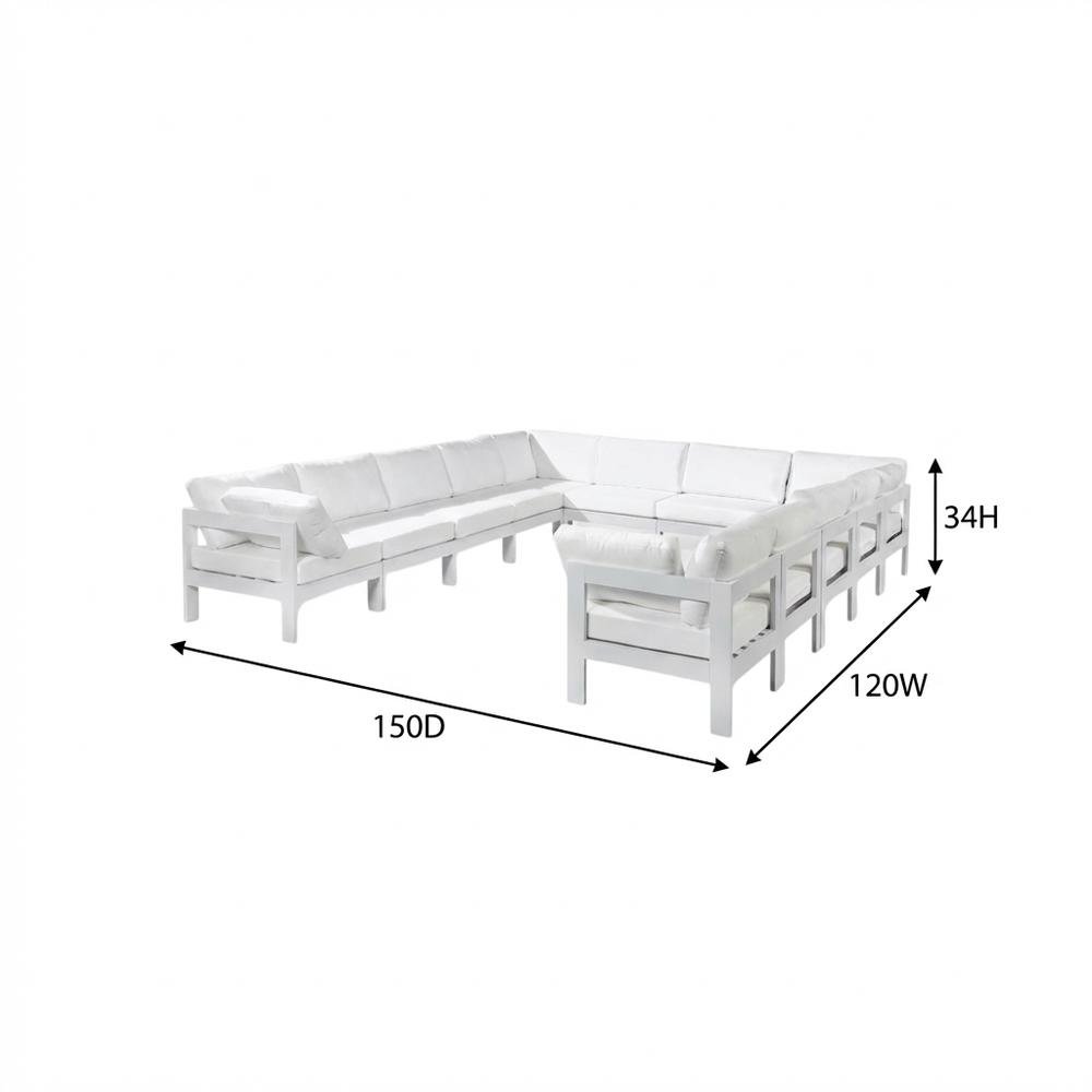 White Fabric Outdoor Patio Modular Sectional For Contemporary Style. Picture 7