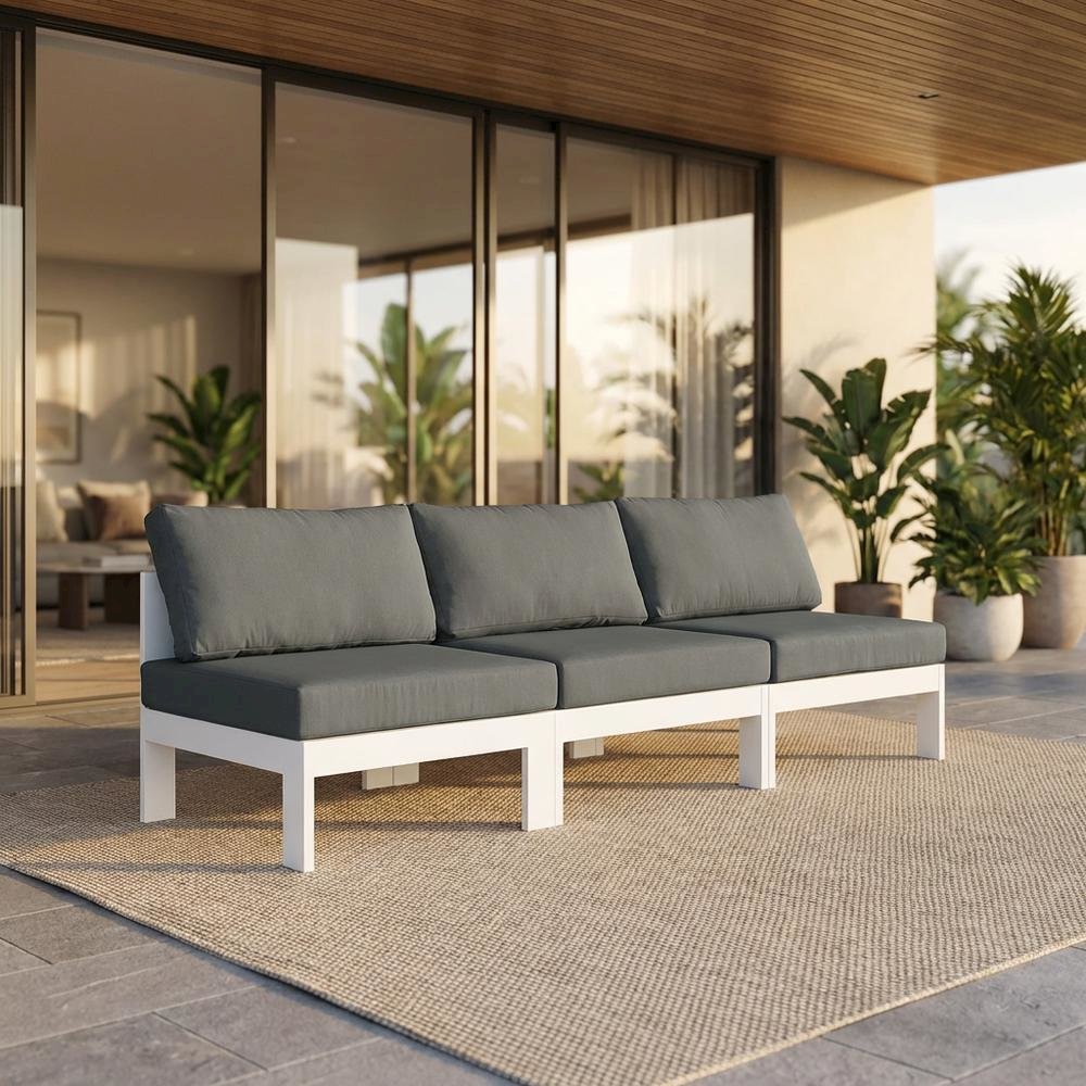 Gray Fabric Outdoor Modular Sofa With Contemporary Style And Cushioned Seats. Picture 2