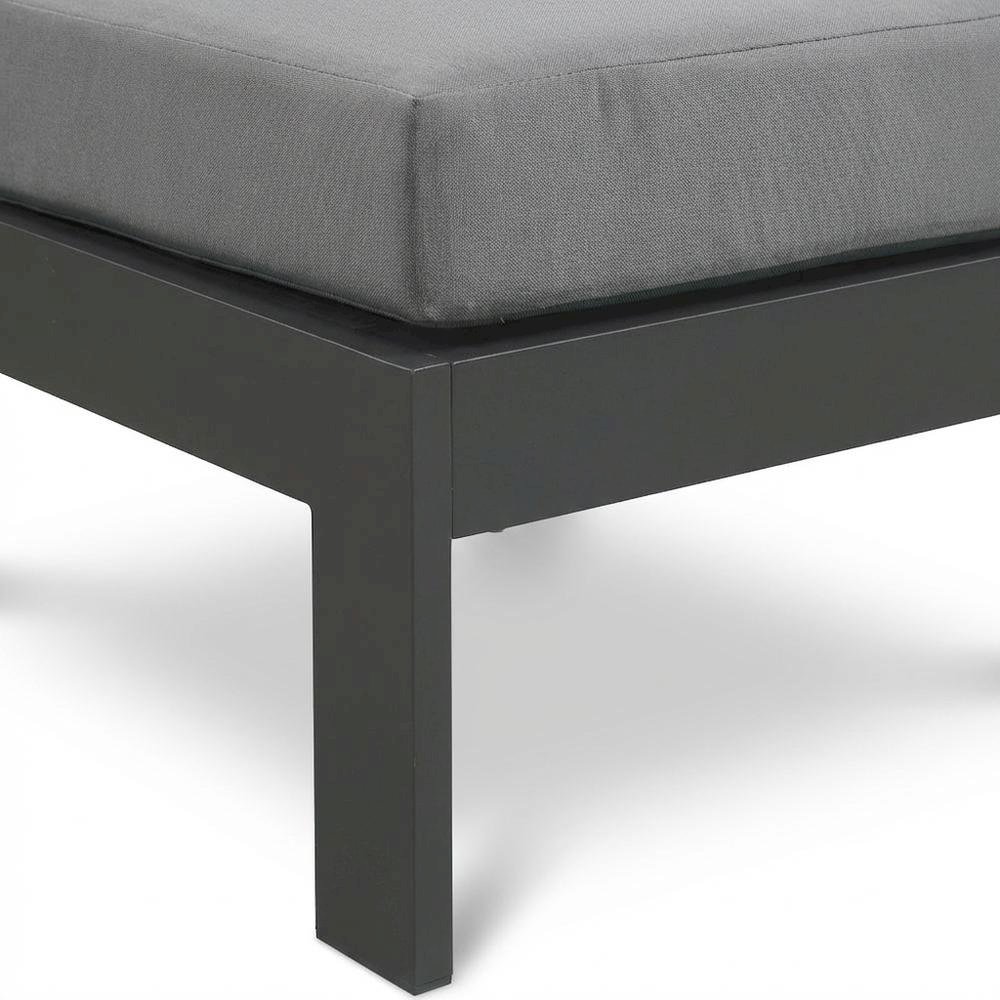 Gray Fabric Outdoor Patio Aluminum Armless Chair With Contemporary Style. Picture 6
