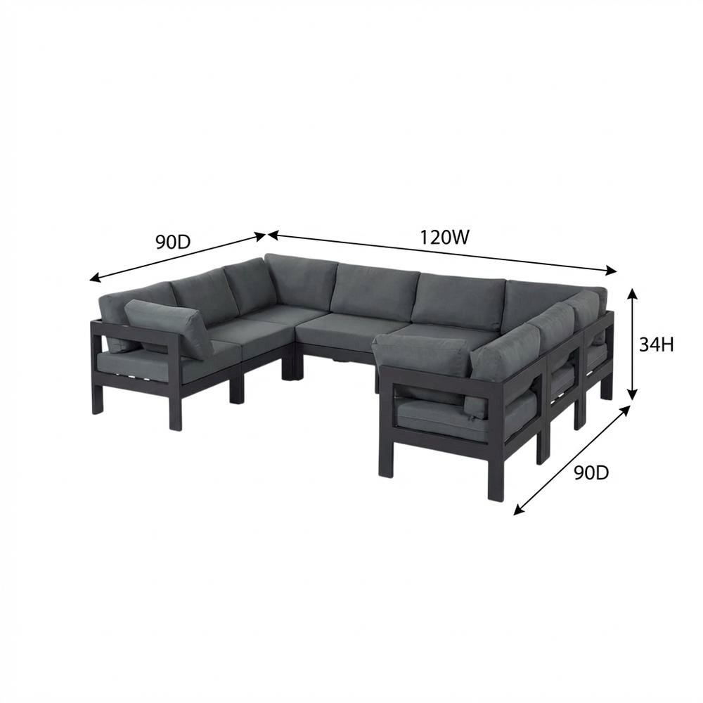 Gray Fabric Outdoor Patio Modular Sectional With Contemporary Style. Picture 7