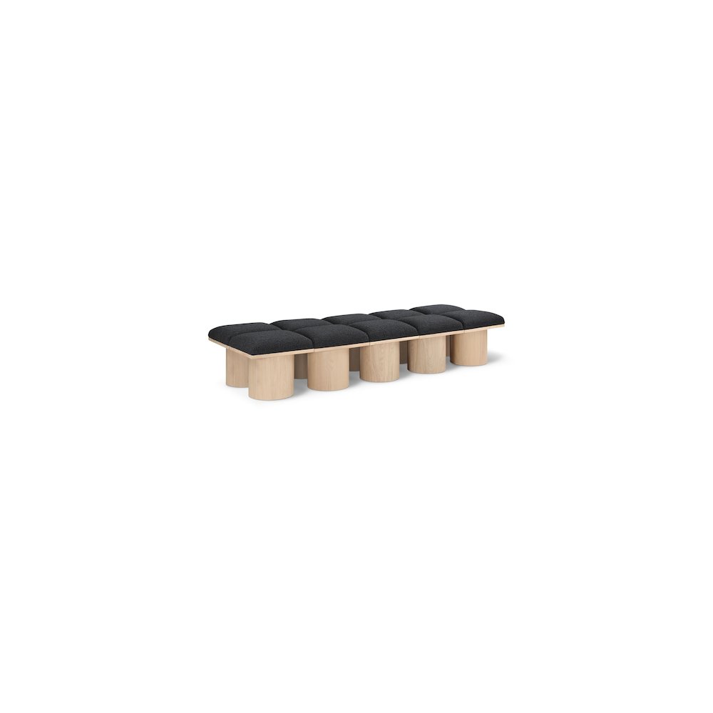 Pavilion Black Boucle Fabric Bench. Picture 1