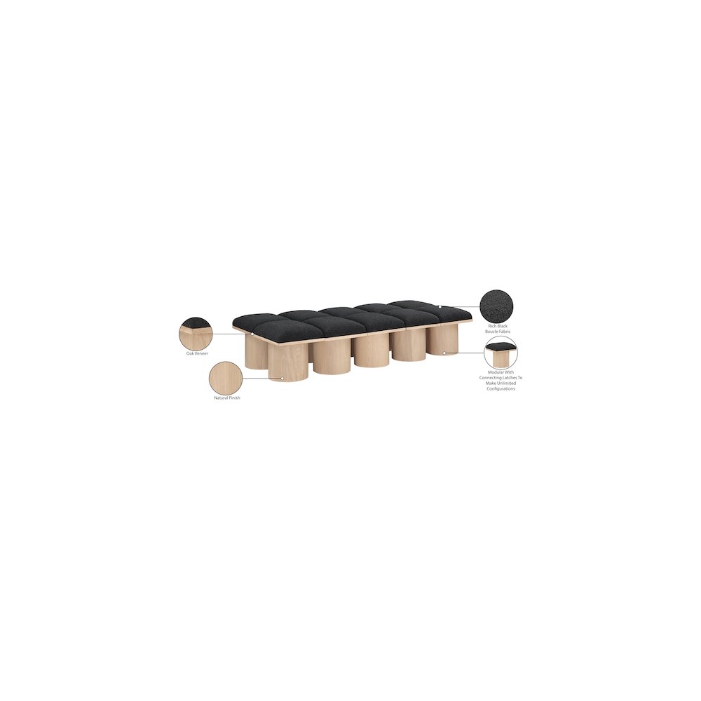 Pavilion Black Boucle Fabric Bench. Picture 7