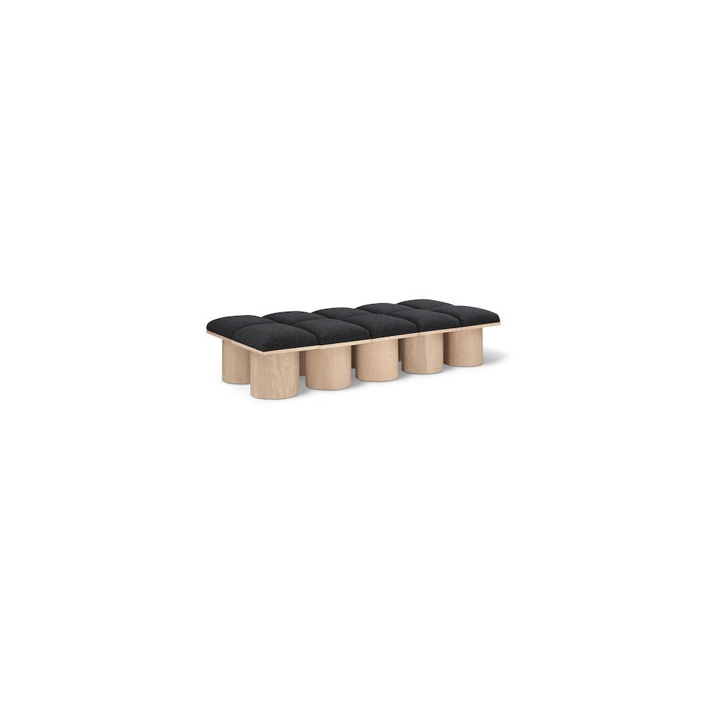 Pavilion Black Boucle Fabric Bench. Picture 1