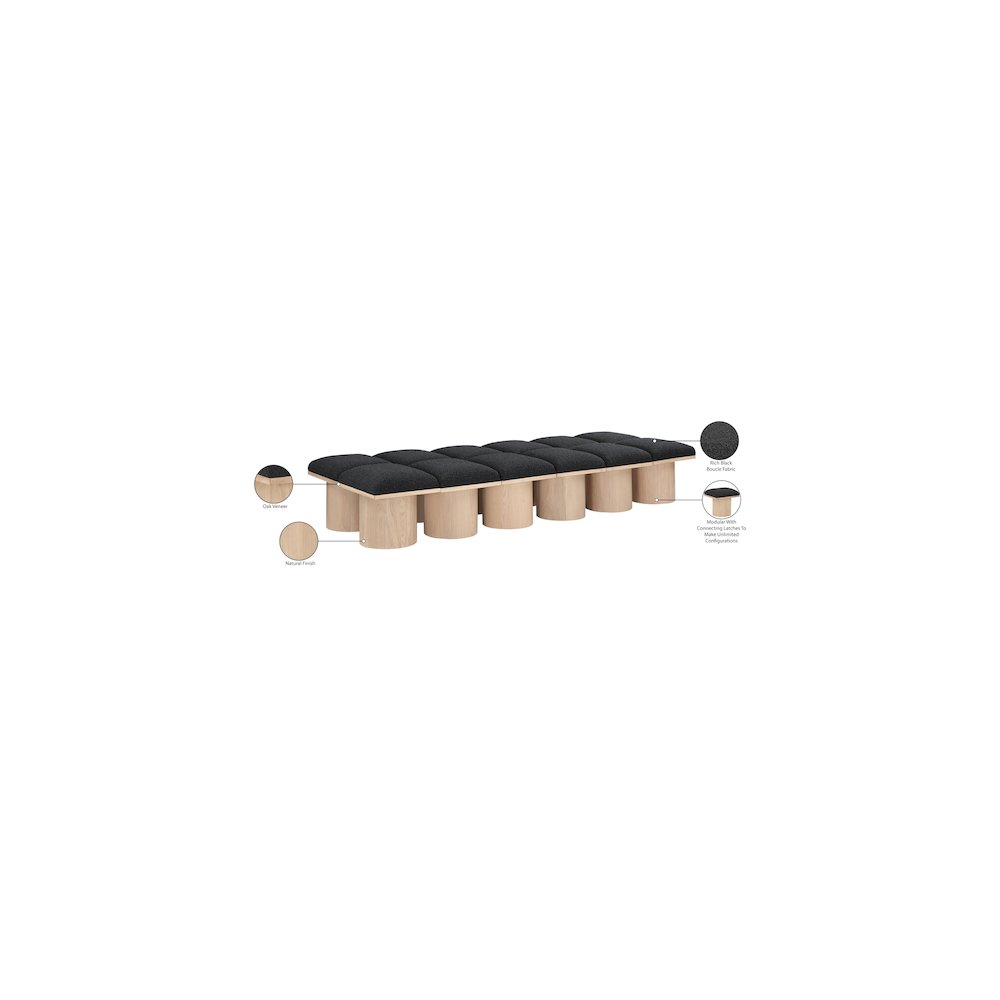 Pavilion Black Boucle Fabric Bench. Picture 7