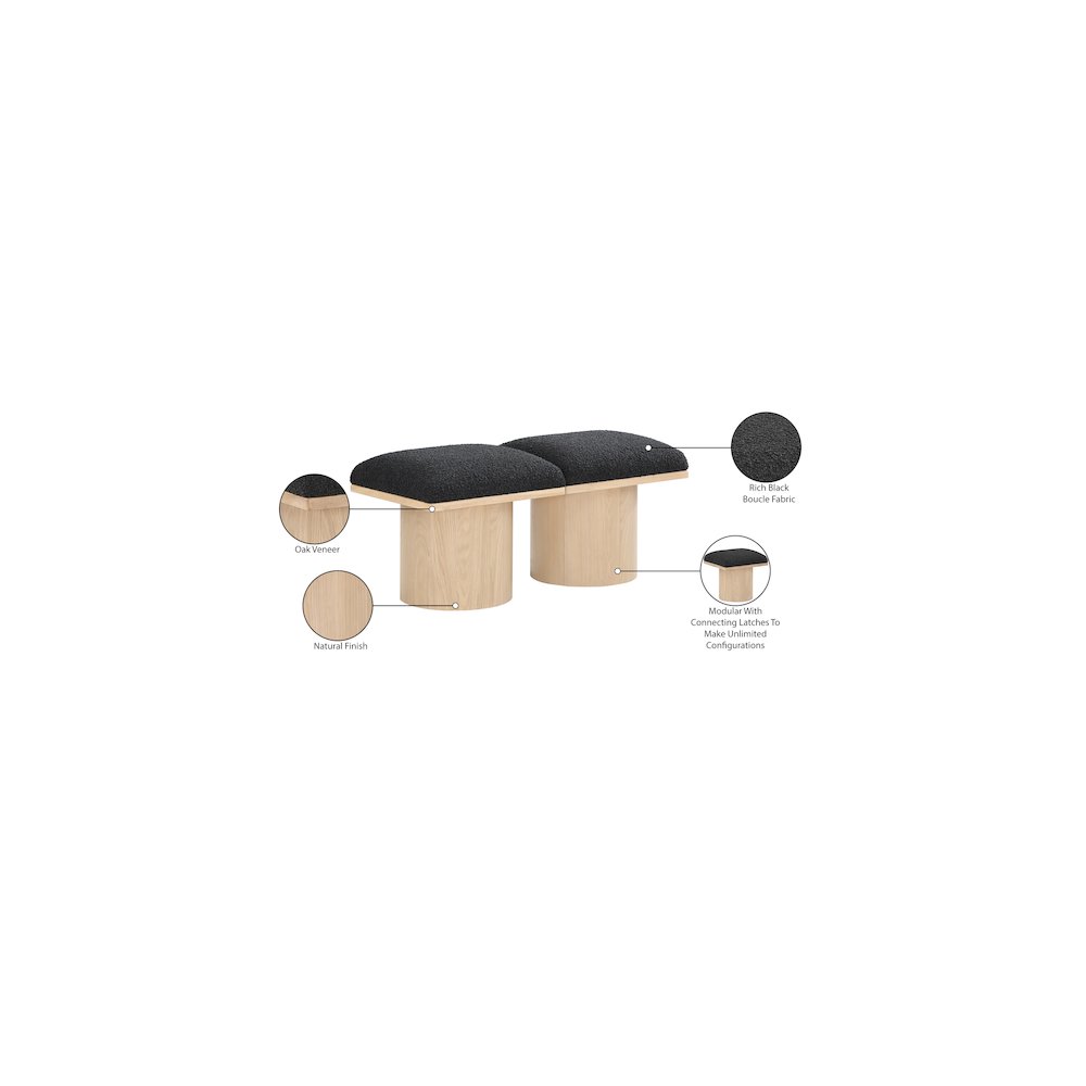 Pavilion Black Boucle Fabric Bench. Picture 7