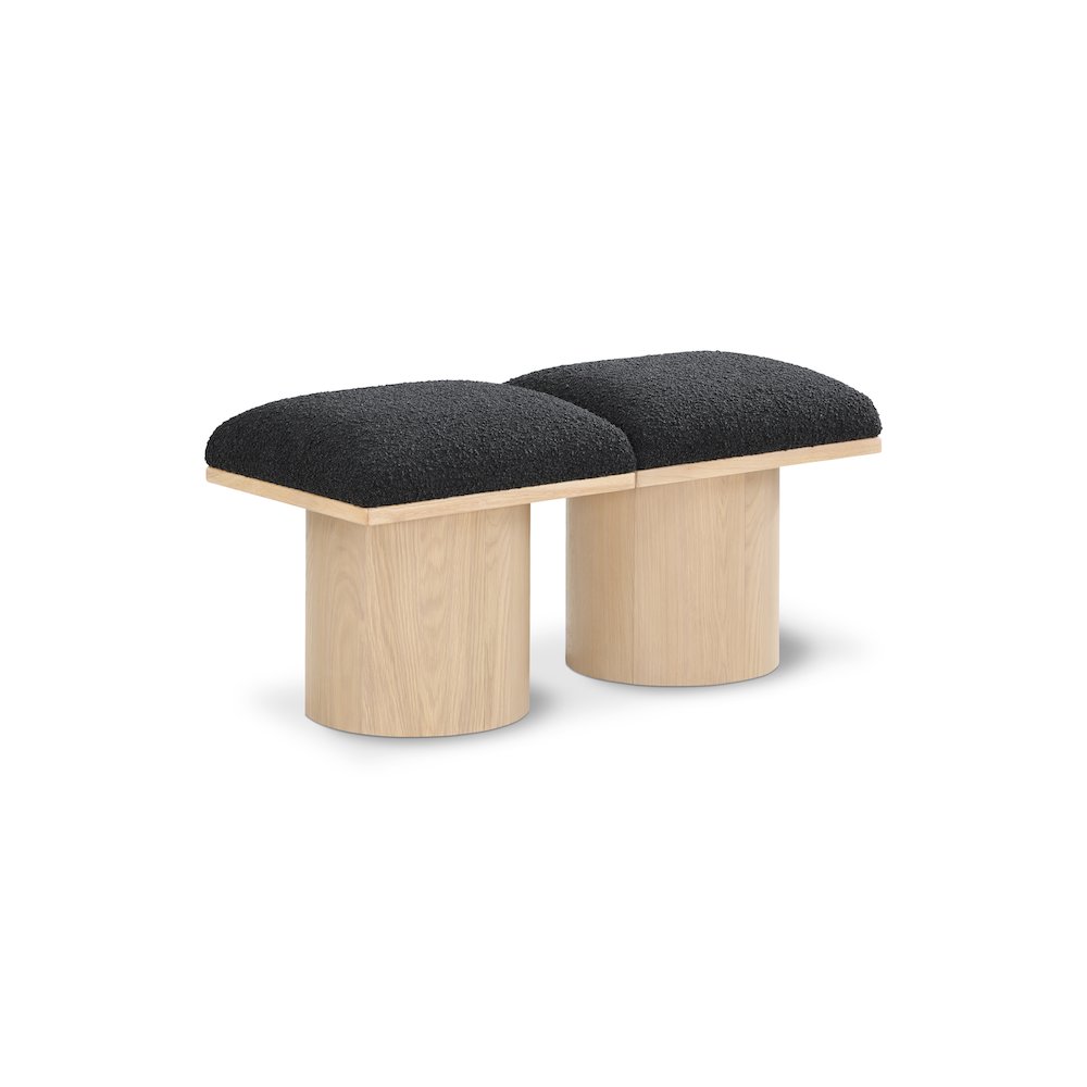 Pavilion Black Boucle Fabric Bench. Picture 1