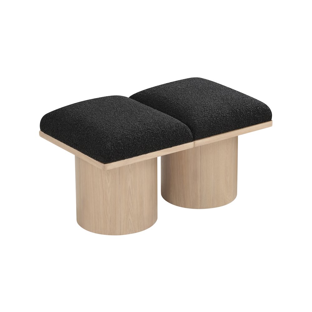 Pavilion Black Boucle Fabric Bench. Picture 4