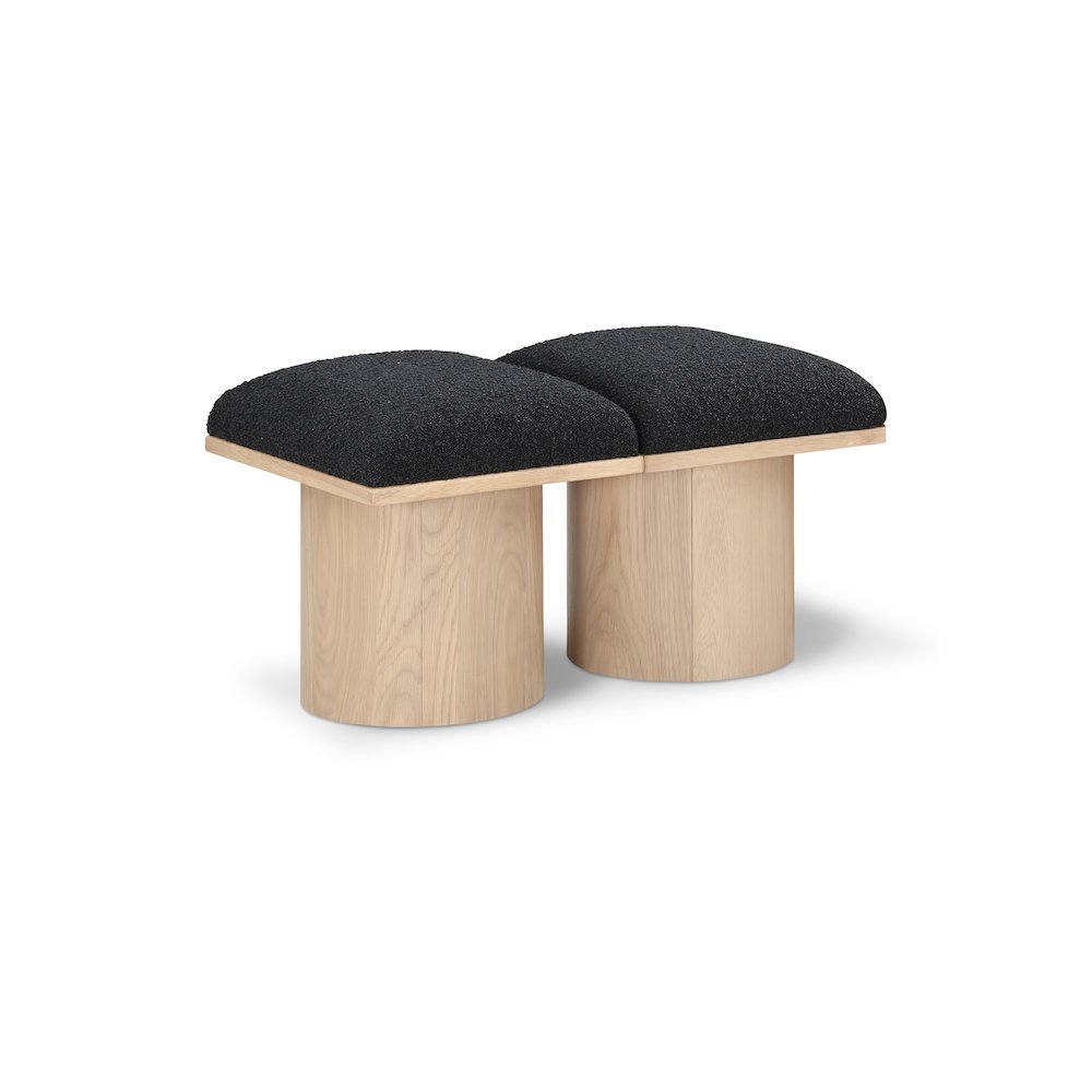 Pavilion Black Boucle Fabric Bench. Picture 1
