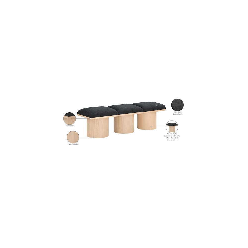 Pavilion Black Boucle Fabric Bench. Picture 7