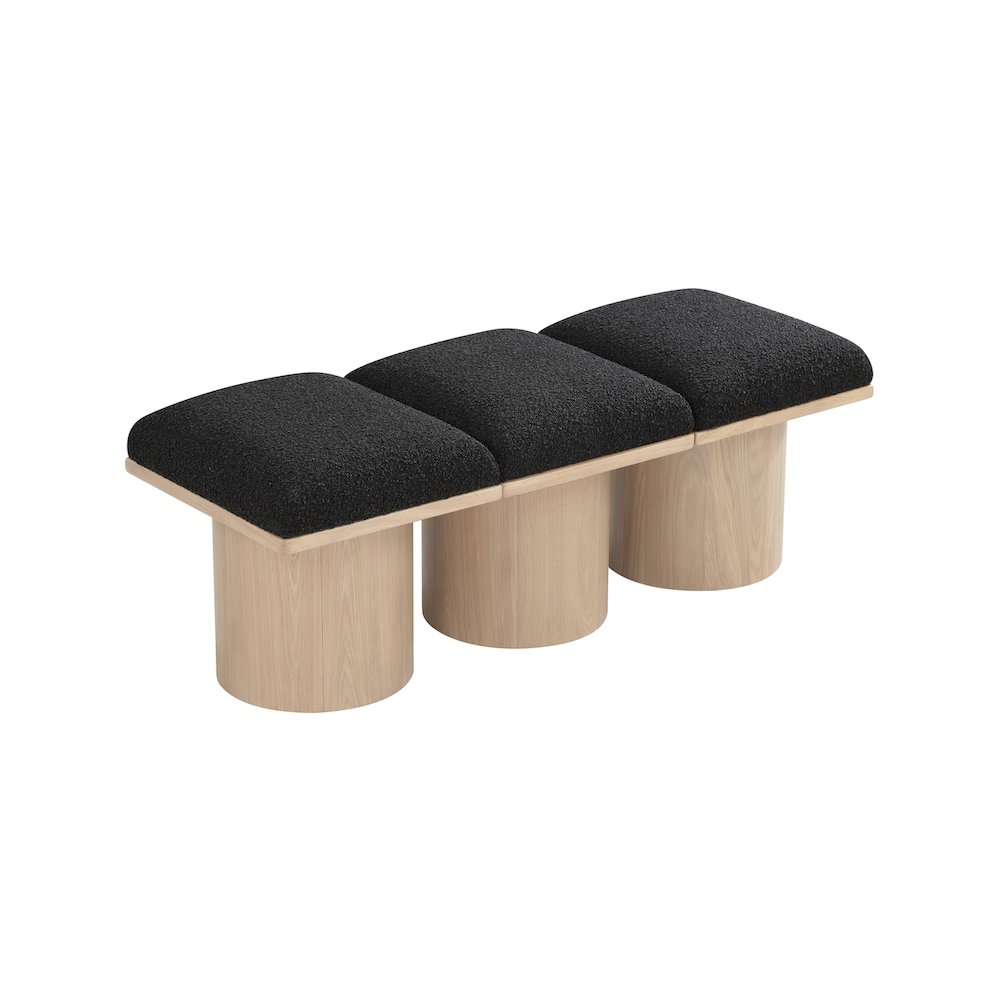 Pavilion Black Boucle Fabric Bench. Picture 4