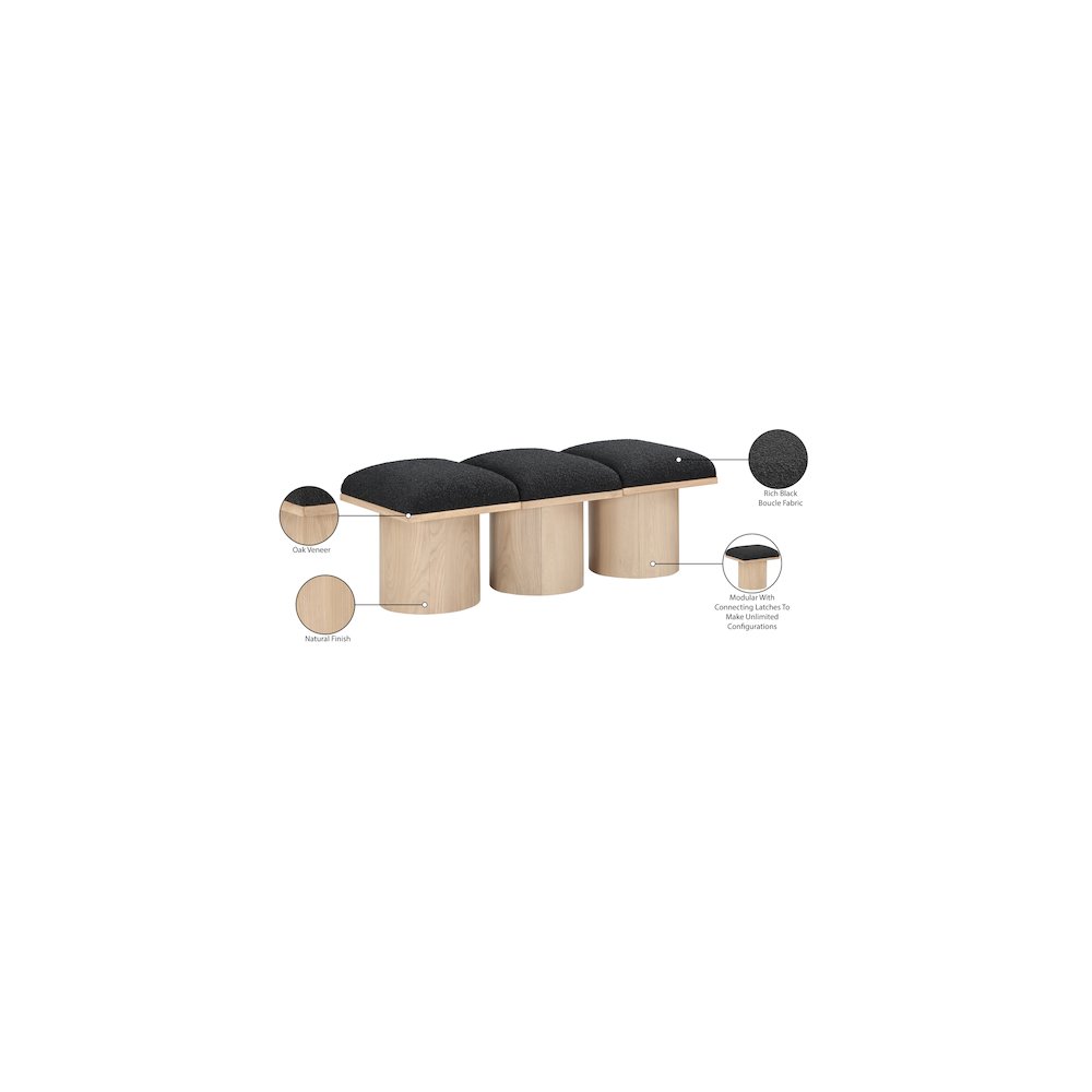 Pavilion Black Boucle Fabric Bench. Picture 6