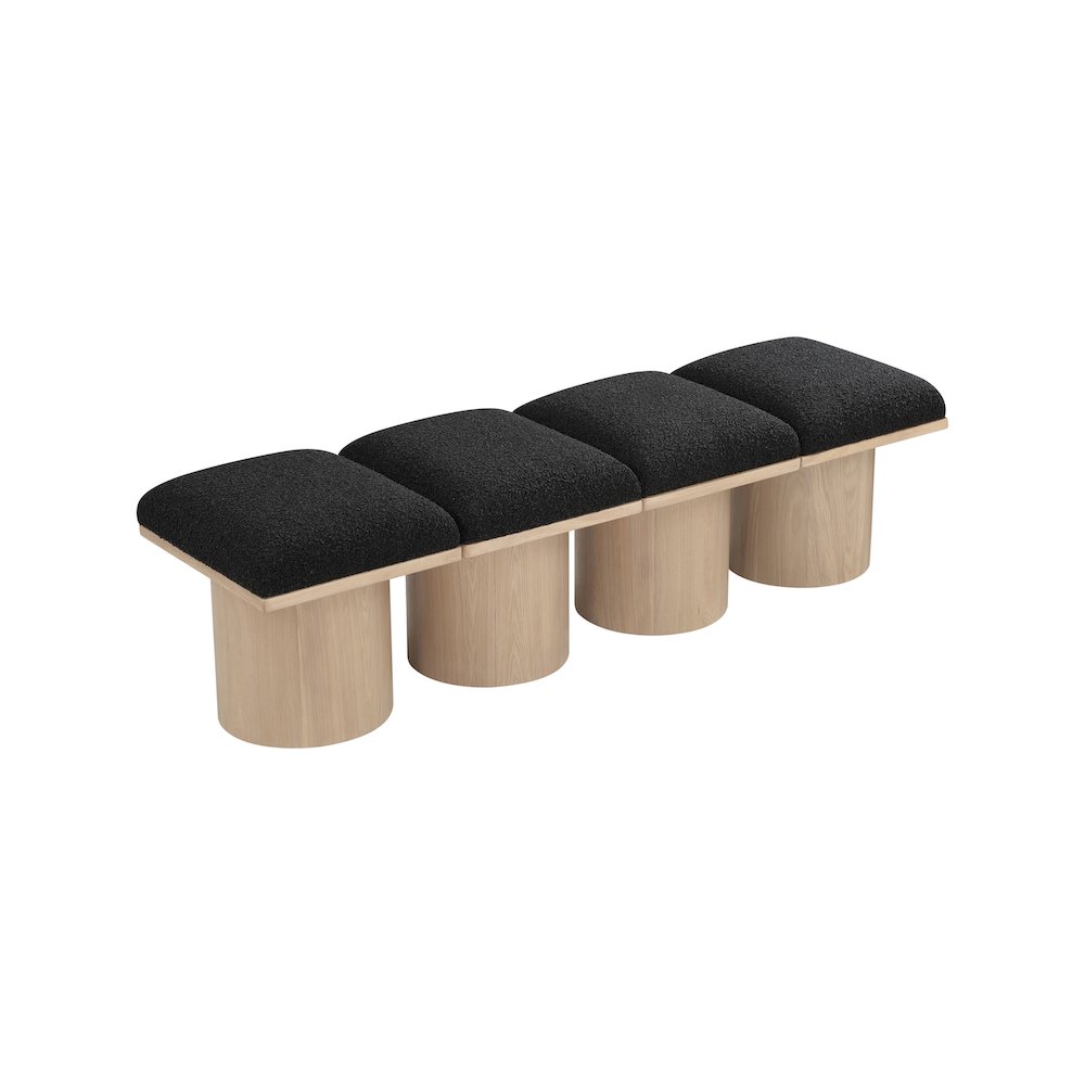 Pavilion Black Boucle Fabric Bench. Picture 4