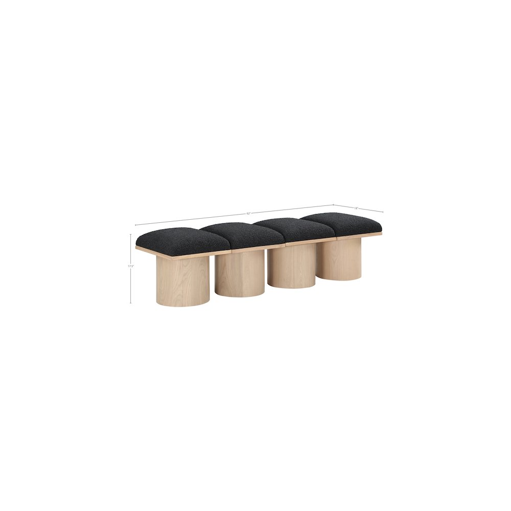 Pavilion Black Boucle Fabric Bench. Picture 5