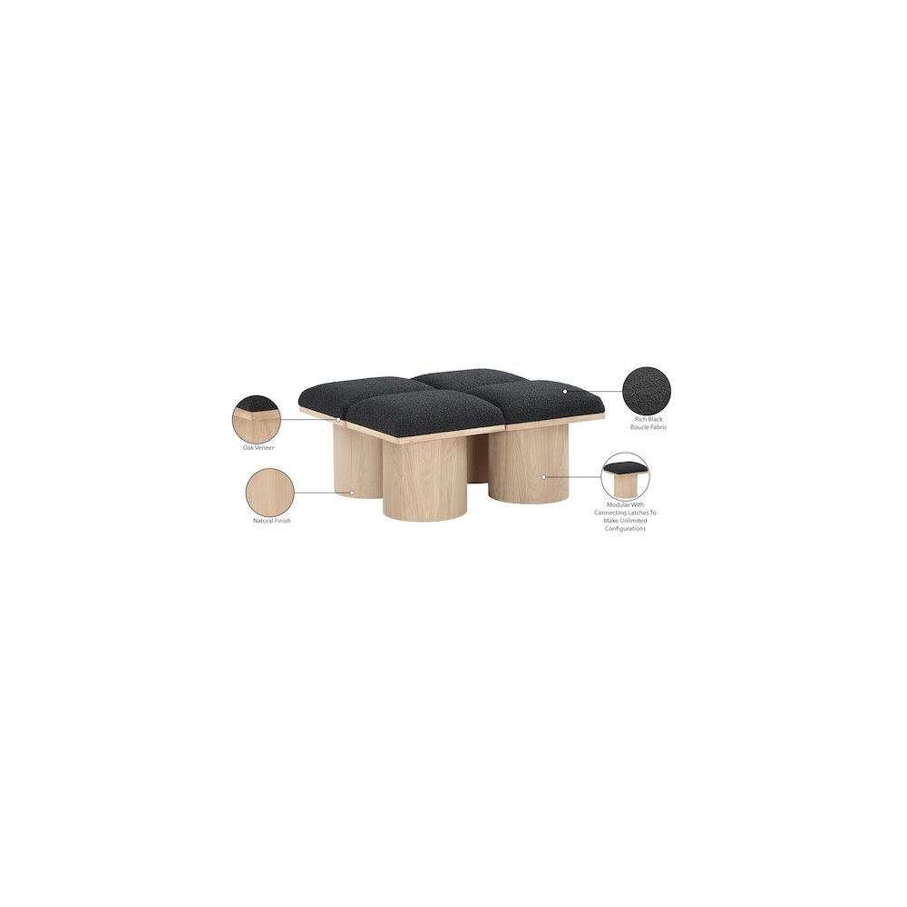 Pavilion Black Boucle Fabric Bench. Picture 6