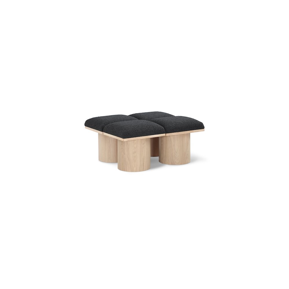 Pavilion Black Boucle Fabric Bench. Picture 1