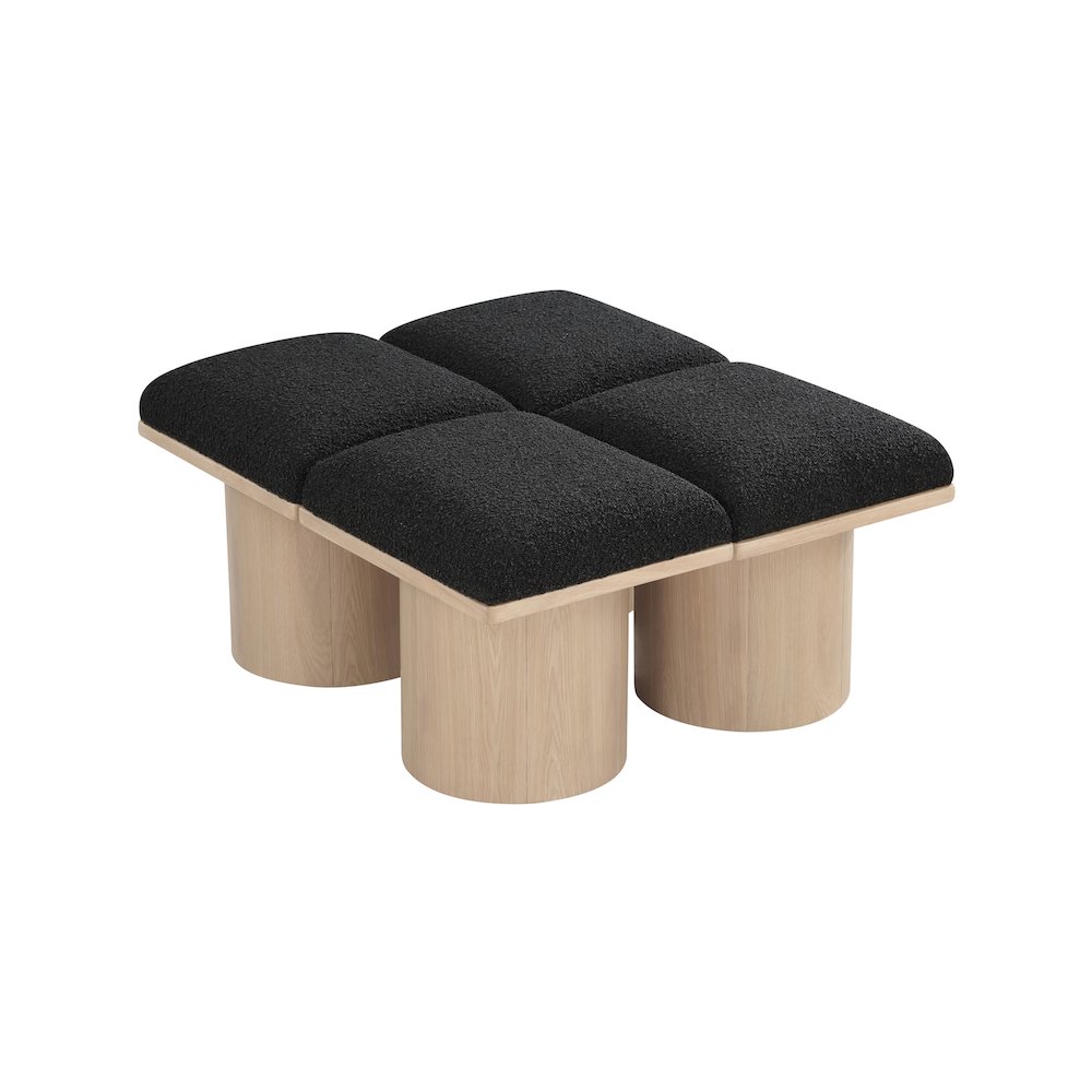 Pavilion Black Boucle Fabric Bench. Picture 4
