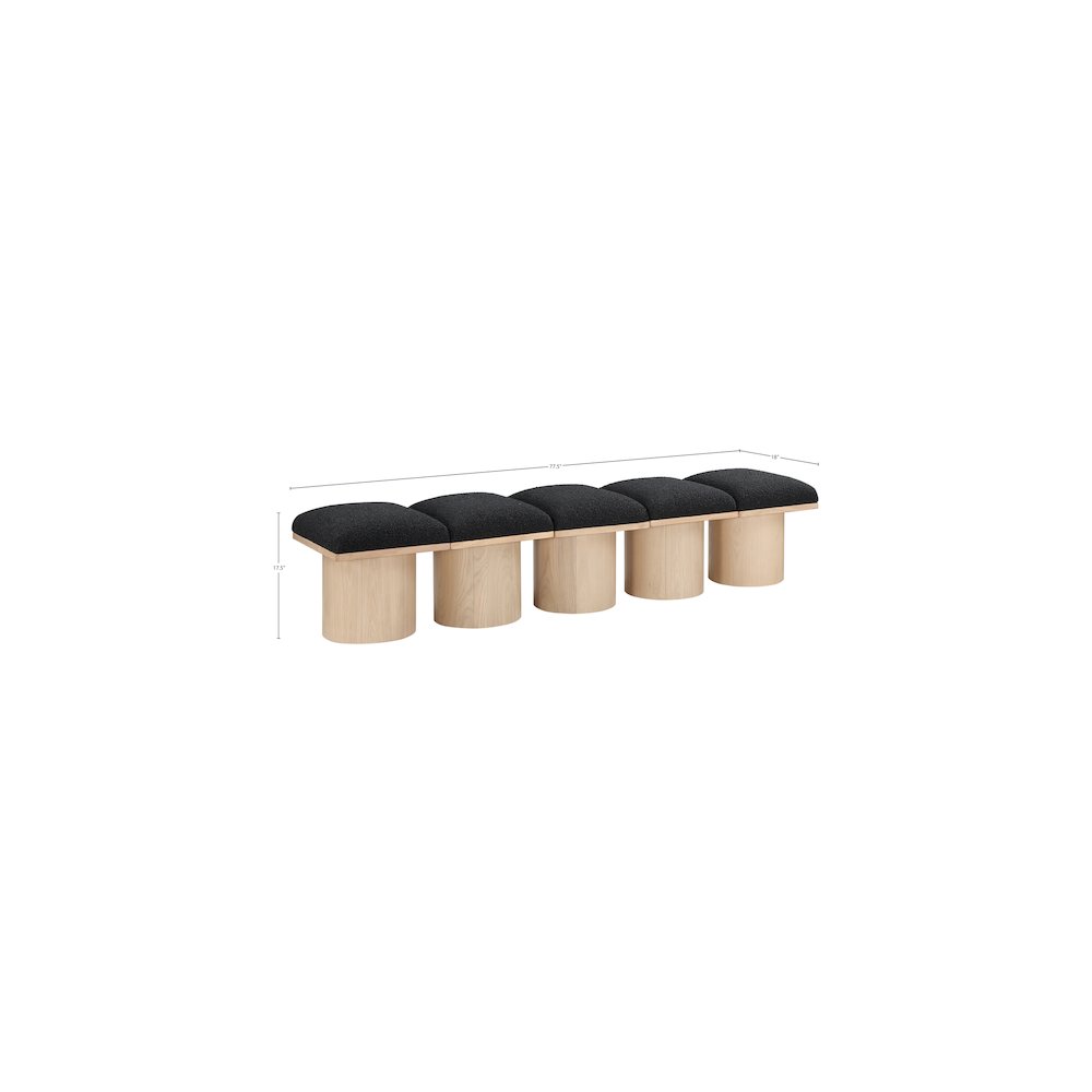 Pavilion Black Boucle Fabric Bench. Picture 5