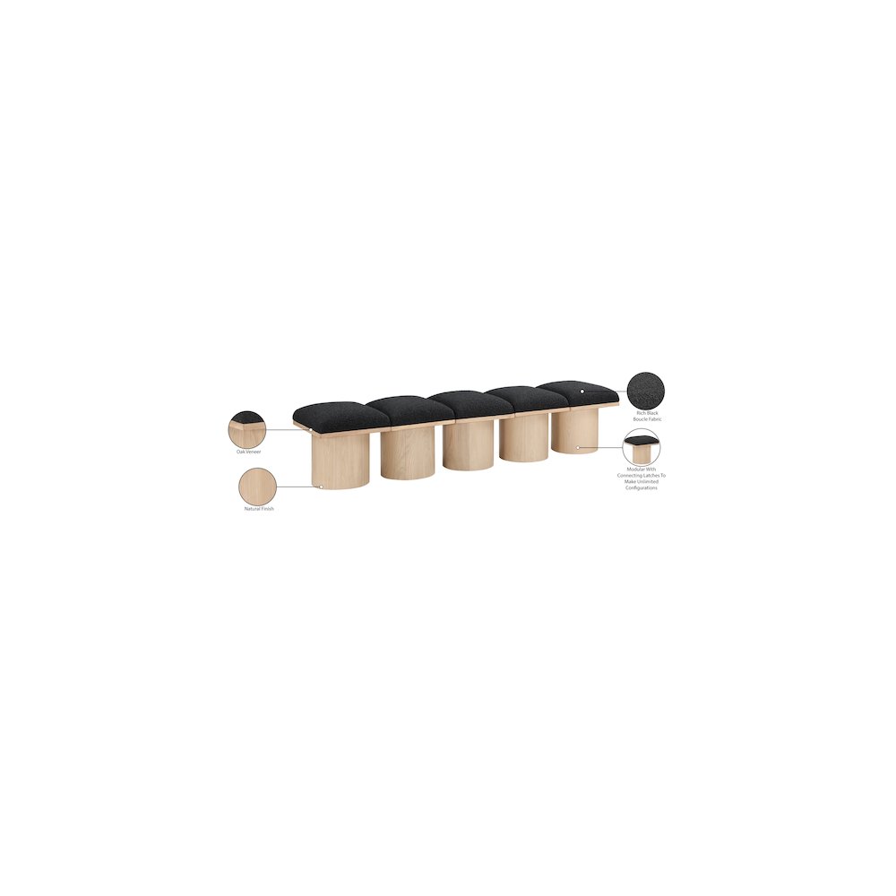Pavilion Black Boucle Fabric Bench. Picture 6
