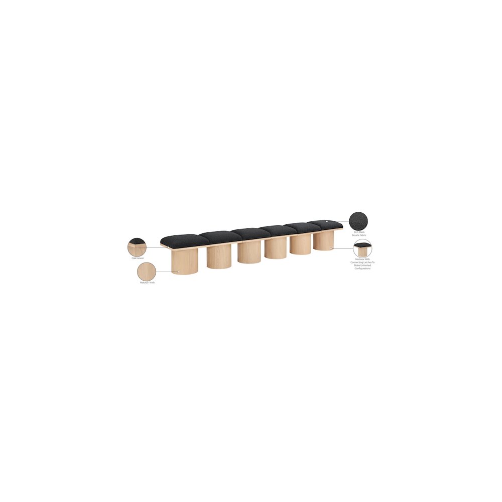Pavilion Black Boucle Fabric Bench. Picture 7
