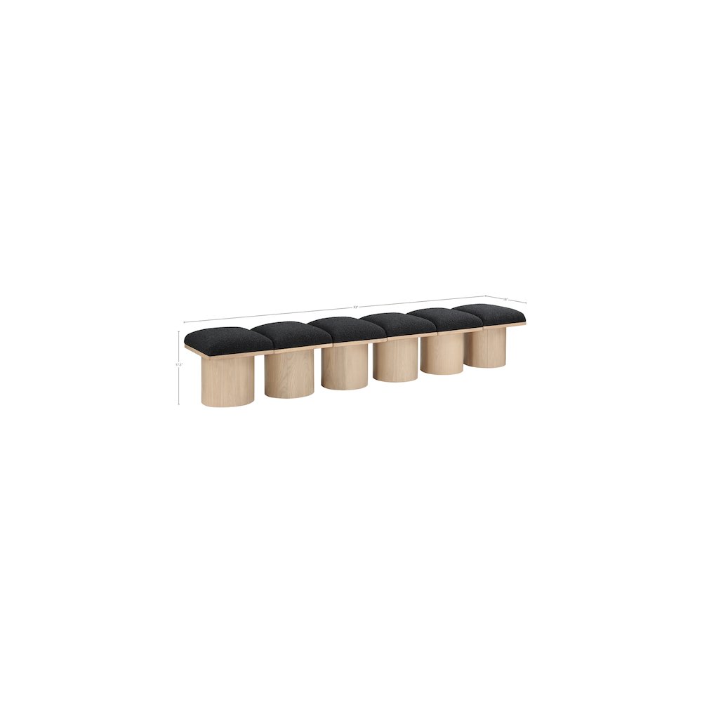Pavilion Black Boucle Fabric Bench. Picture 5