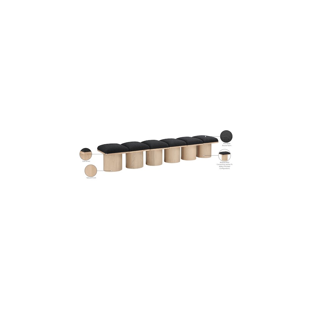 Pavilion Black Boucle Fabric Bench. Picture 6