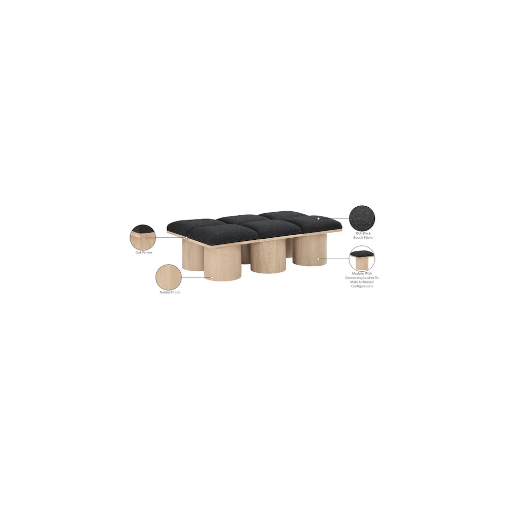 Pavilion Black Boucle Fabric Bench. Picture 6