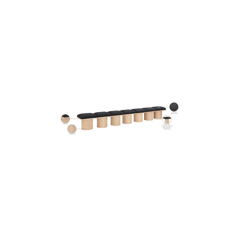 Pavilion Black Boucle Fabric Bench. Picture 7