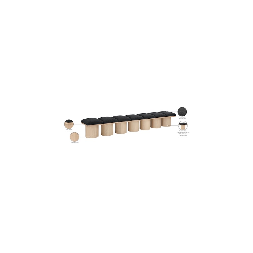 Pavilion Black Boucle Fabric Bench. Picture 6