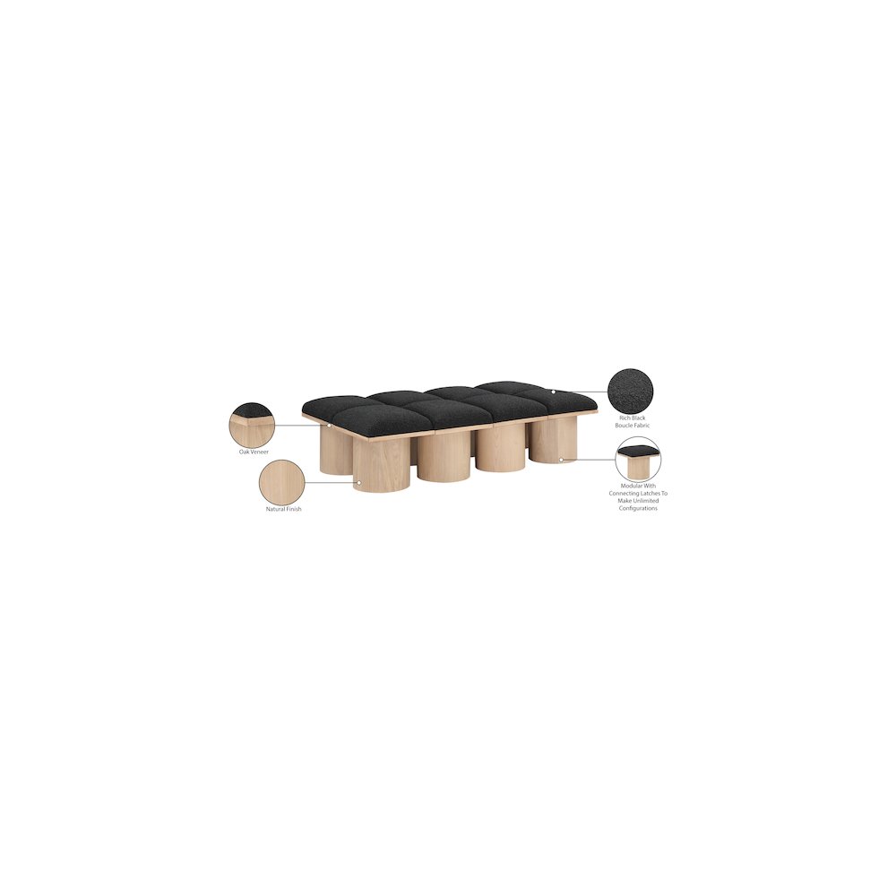 Pavilion Black Boucle Fabric Bench. Picture 7