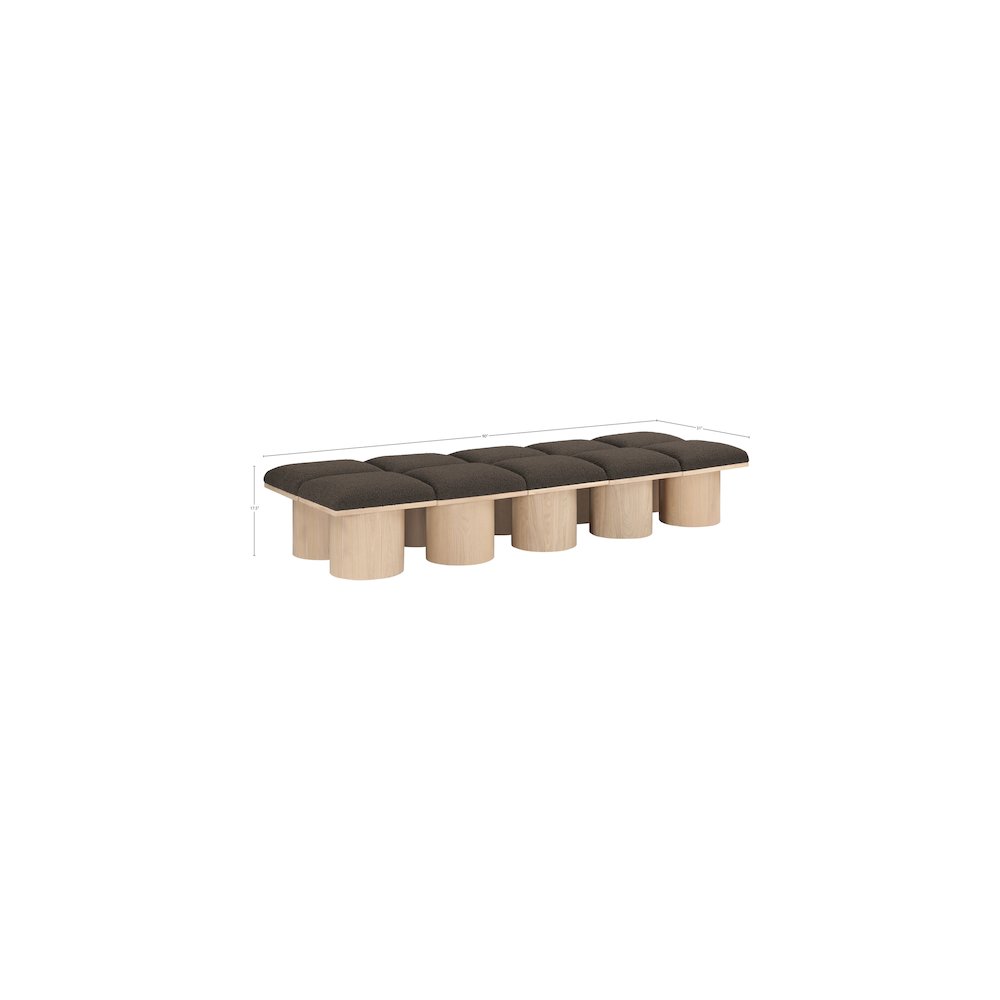 Pavilion Brown Boucle Fabric Bench. Picture 5