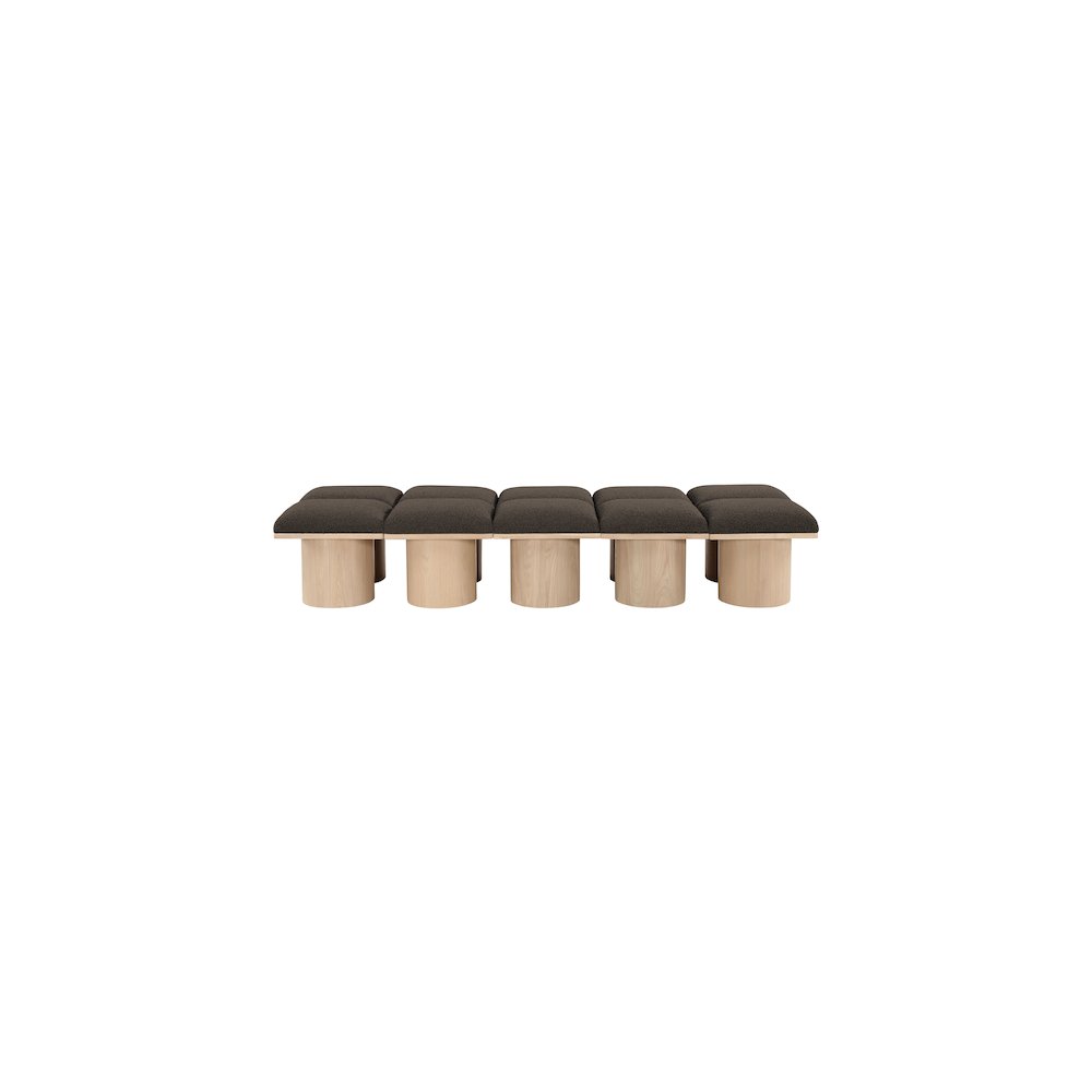 Pavilion Brown Boucle Fabric Bench. Picture 2