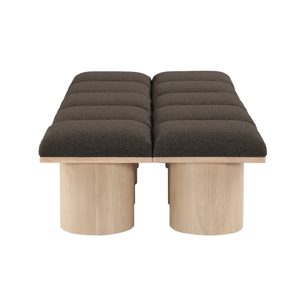Pavilion Brown Boucle Fabric Bench. Picture 3