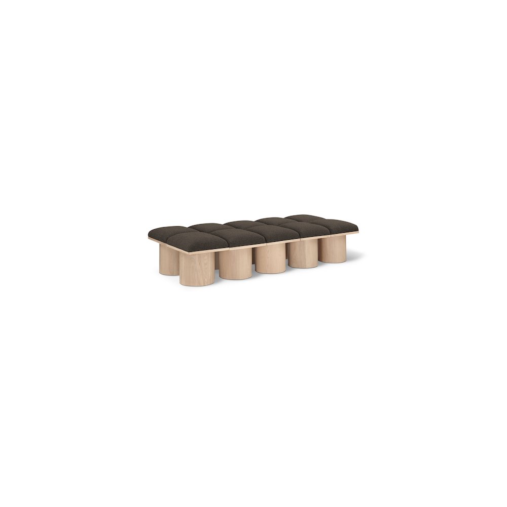 Pavilion Brown Boucle Fabric Bench. Picture 1