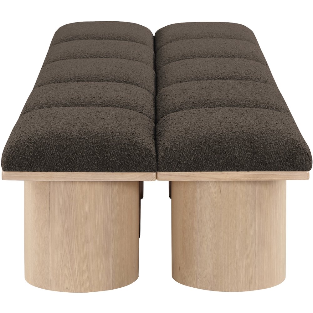 Pavilion Brown Boucle Fabric Bench. Picture 3