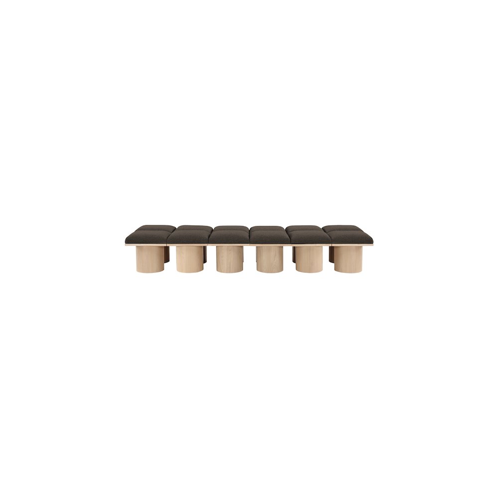 Pavilion Brown Boucle Fabric Bench. Picture 2