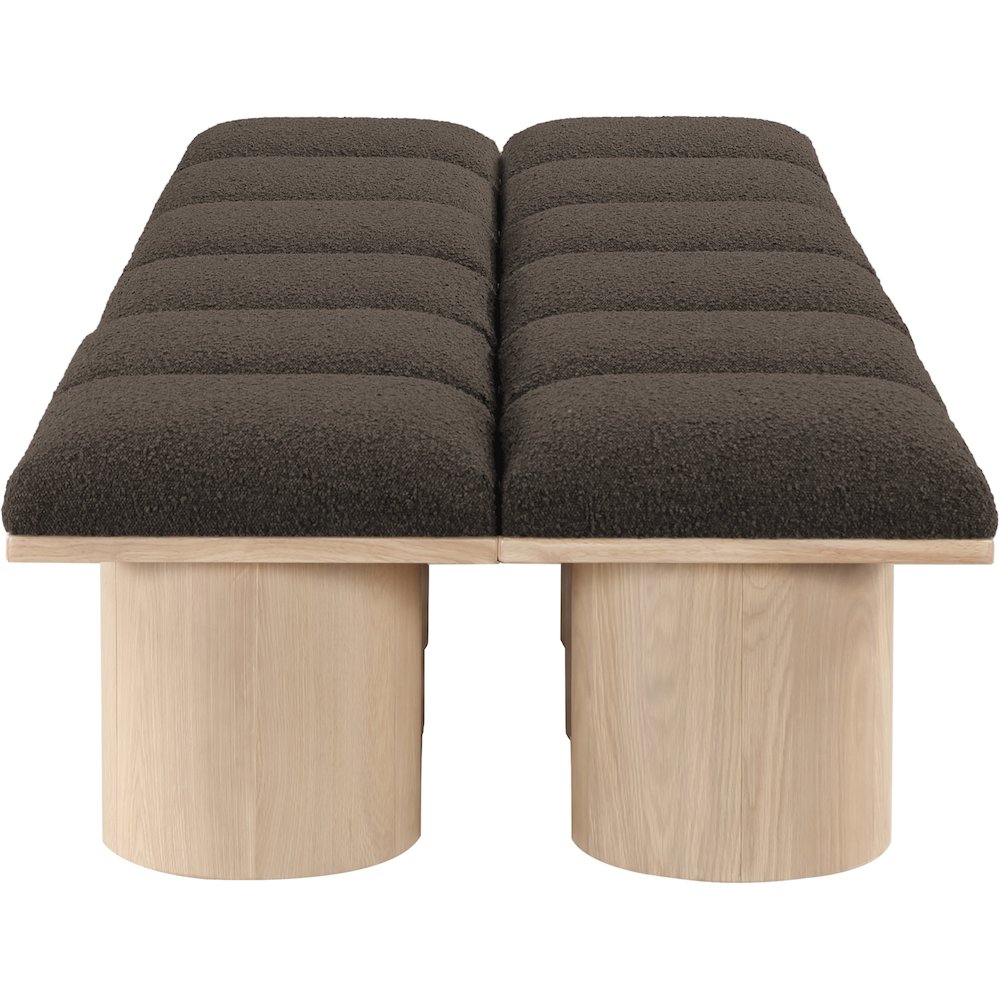Pavilion Brown Boucle Fabric Bench. Picture 3