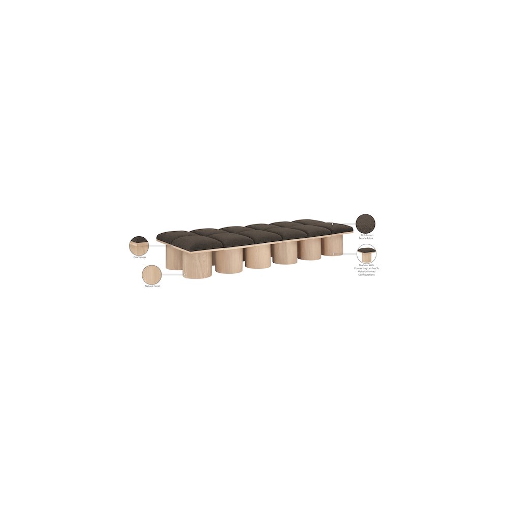 Pavilion Brown Boucle Fabric Bench. Picture 7