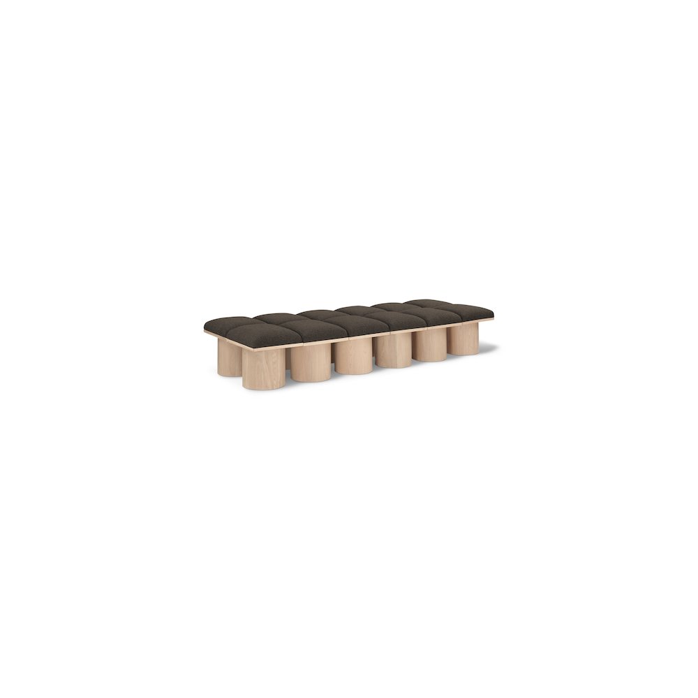 Pavilion Brown Boucle Fabric Bench. Picture 1
