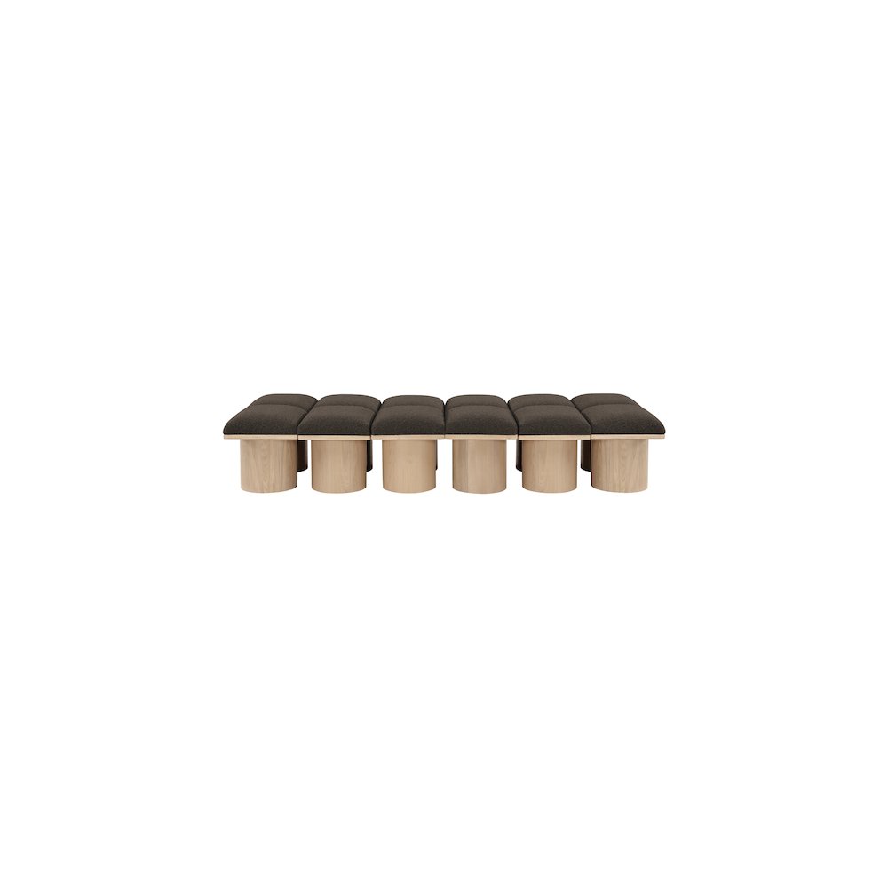 Pavilion Brown Boucle Fabric Bench. Picture 2