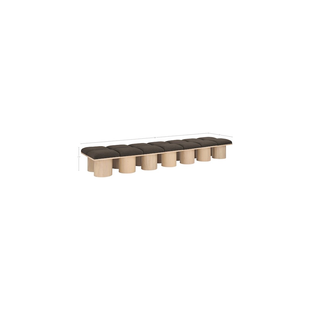 Pavilion Brown Boucle Fabric Bench. Picture 5