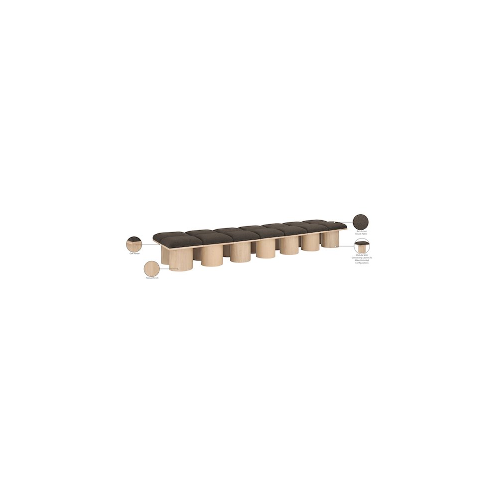 Pavilion Brown Boucle Fabric Bench. Picture 6