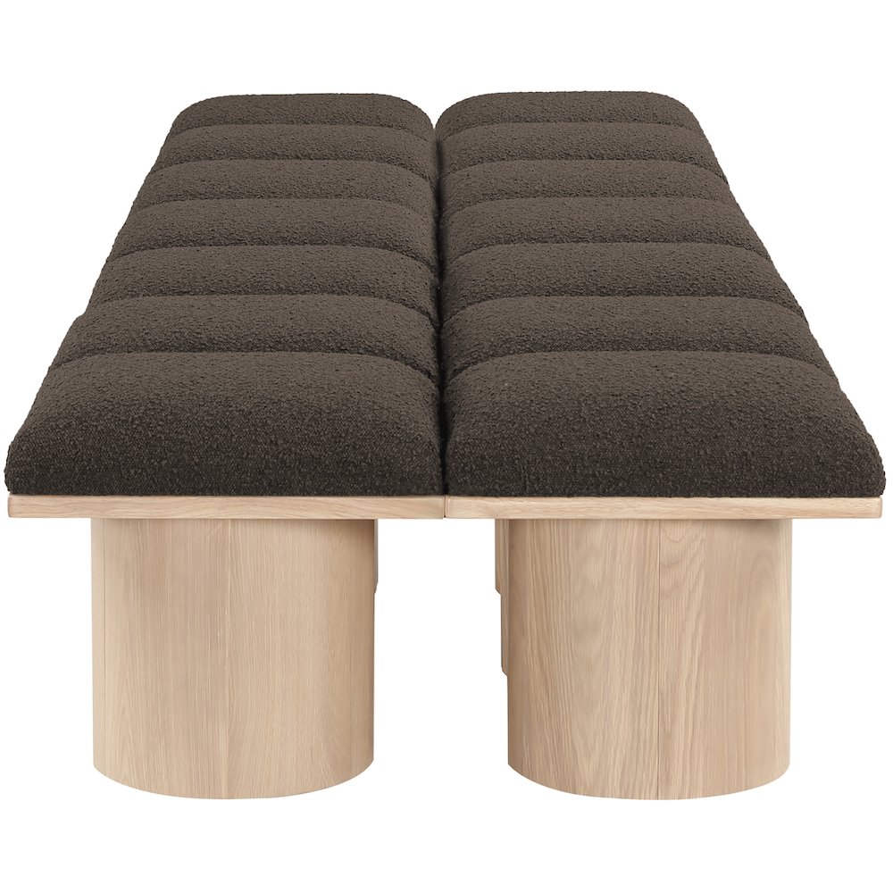 Pavilion Brown Boucle Fabric Bench. Picture 3