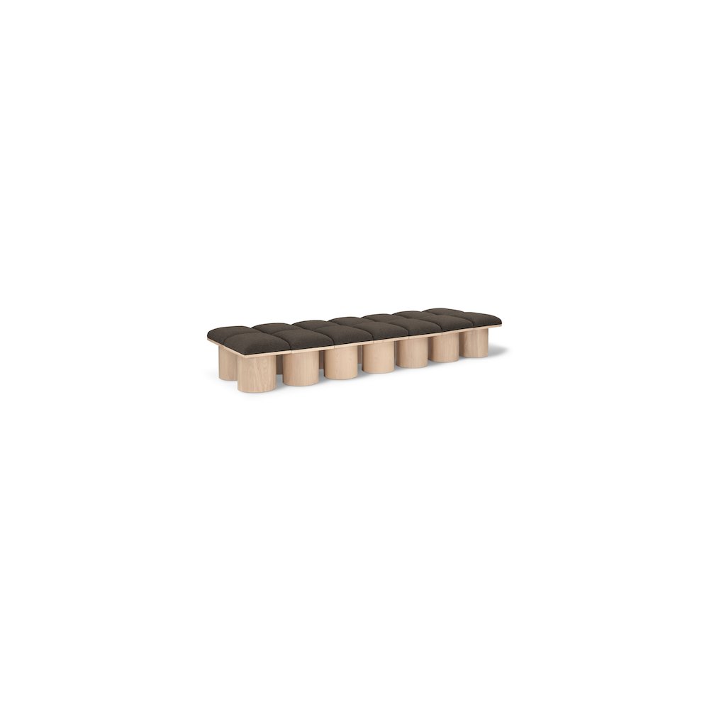 Pavilion Brown Boucle Fabric Bench. Picture 1