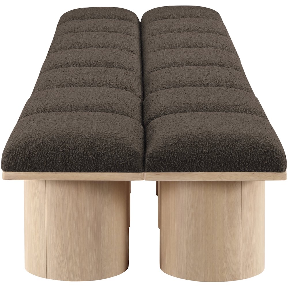 Pavilion Brown Boucle Fabric Bench. Picture 3