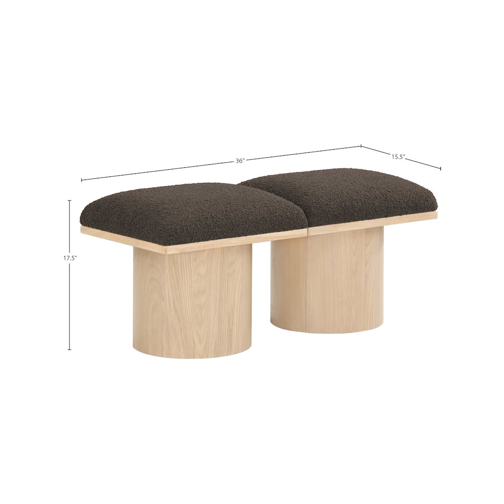 Pavilion Brown Boucle Fabric Bench. Picture 6