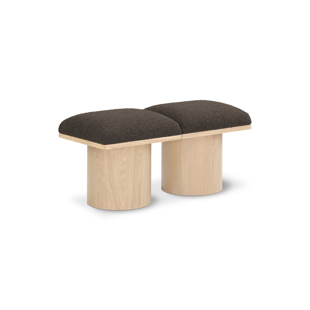 Pavilion Brown Boucle Fabric Bench. Picture 1